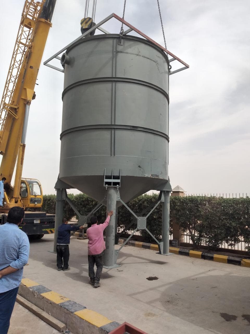 Water storage tank being installed on site by AMC Maintenance